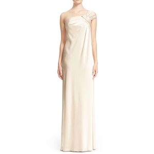 New St John Satin Gown/Dress Champagne Beaded SZ 8
